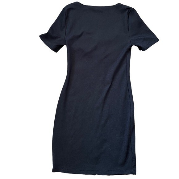 ZARA Black Zipper Front Short Mini Dress Short Sleeve Women's size Small - Picture 3 of 6